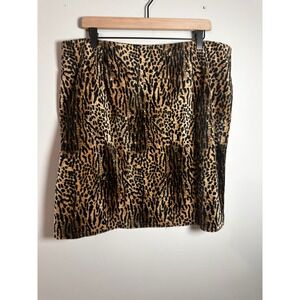 Fashion Bug Vintage Y2K Leopard Print Faux Fur Mini Skirt Brown Black Size 20